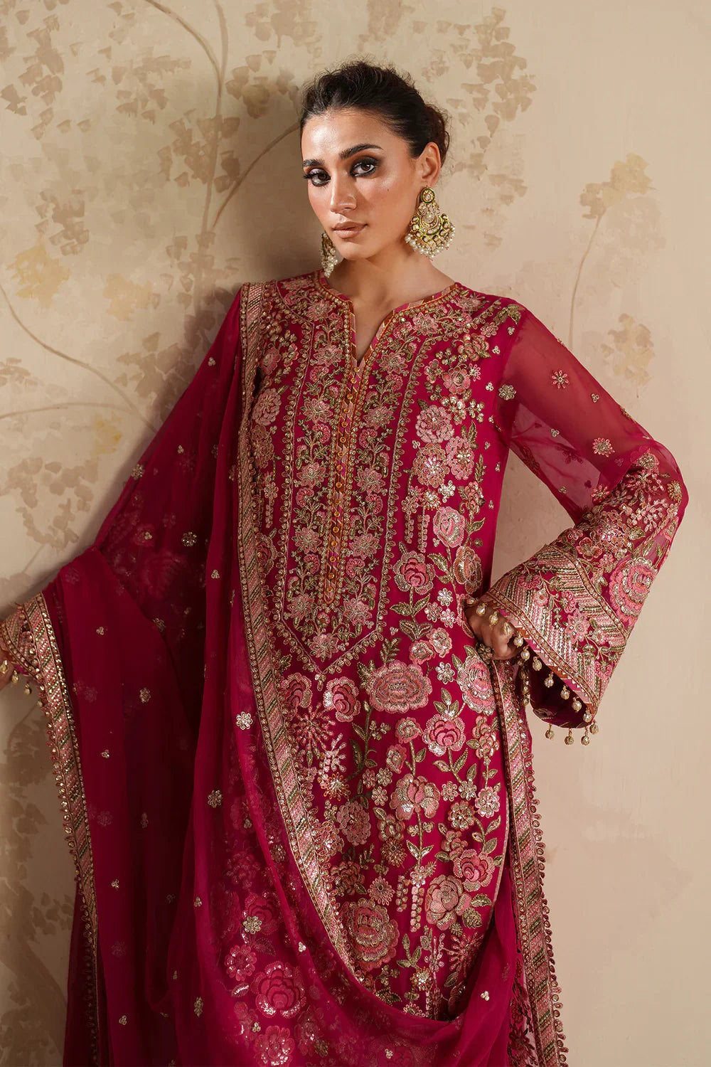 Baroque Wedding Formals: Luxury Embroidered Chiffon 3 Piece