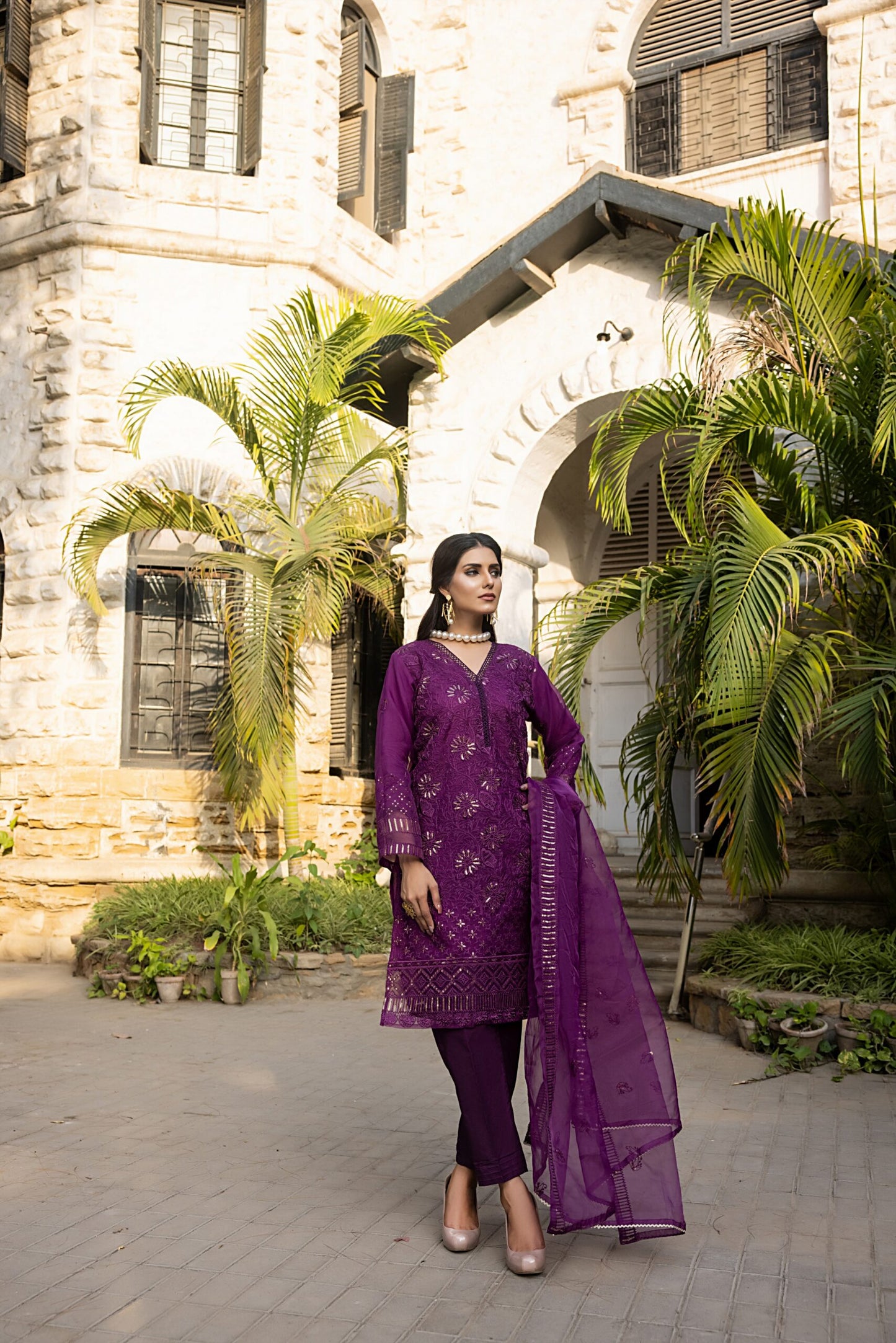 Organza Embroidered 3 Piece Suit