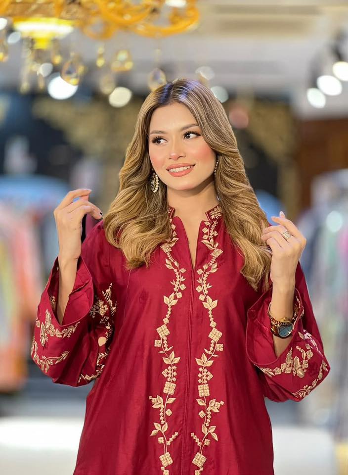 AGHANOOR JACQUARD LAWN EMB SHIRT WITH  PANT