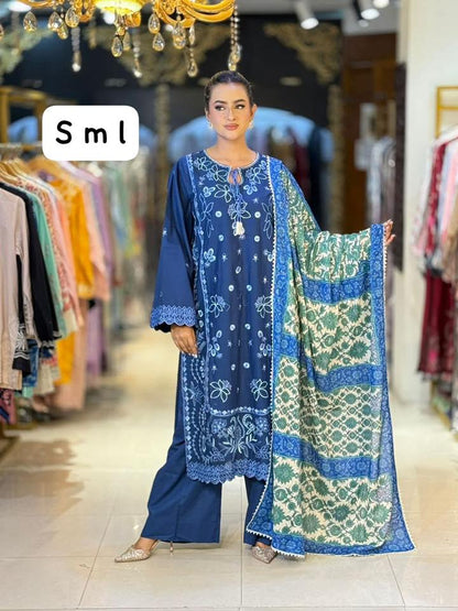 AGHANOOR PURE EMB LAWN SHIRT & LAWN DUPATTA