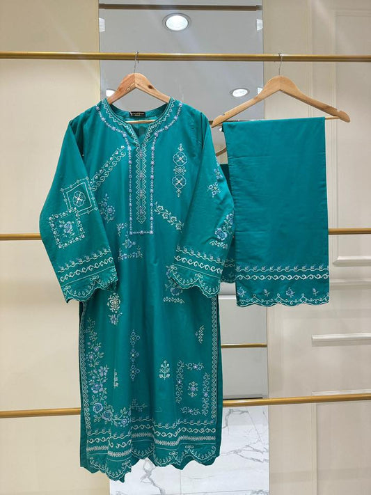 AGHANOOR LAWN COTTON EMB SHIRT WITH CUTWORK PANT
