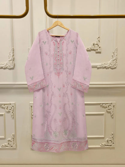 AGHANOOR COTTON NET EMB SHIRT & SILK PANTS