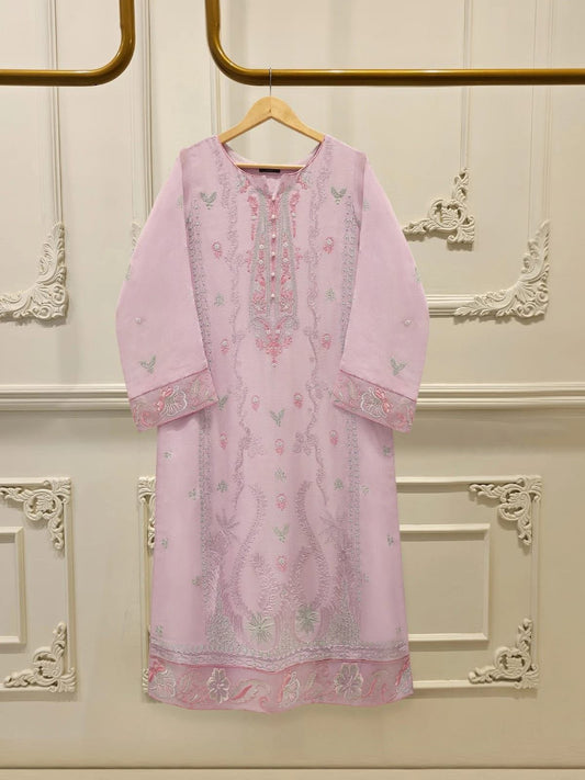 AGHANOOR COTTON NET EMB SHIRT & SILK PANTS
