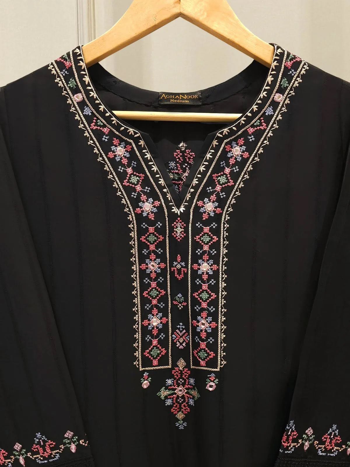 AGHANOOR JACQUARD LAWN EMBROIDERED SHIRT & PANTS