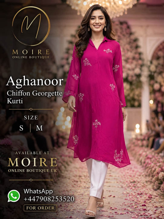 AGHANOOR PURE CHIFFON EMBROIDERED SHIRT
