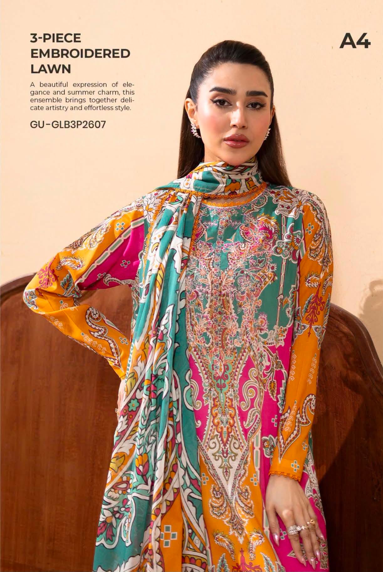 GULLJEE GULLBANO PREMIUM LAWN EMBROIDERED 3 PIECE