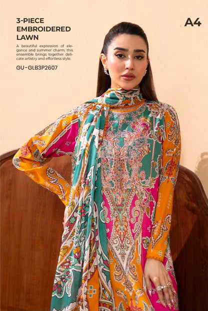 GULLJEE GULLBANO PREMIUM LAWN EMBROIDERED 3 PIECE