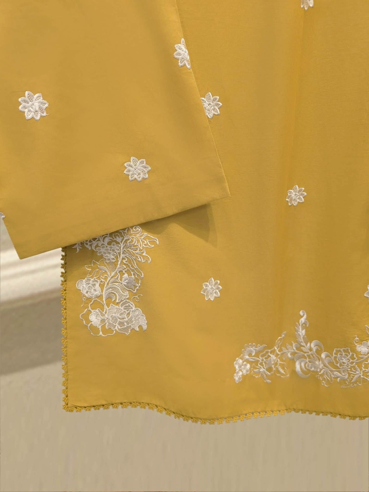 AGHANOOR PURE EMBROIDERED PIMA COTTON SHIRT, EMB SILK PANT &  DUPATTA