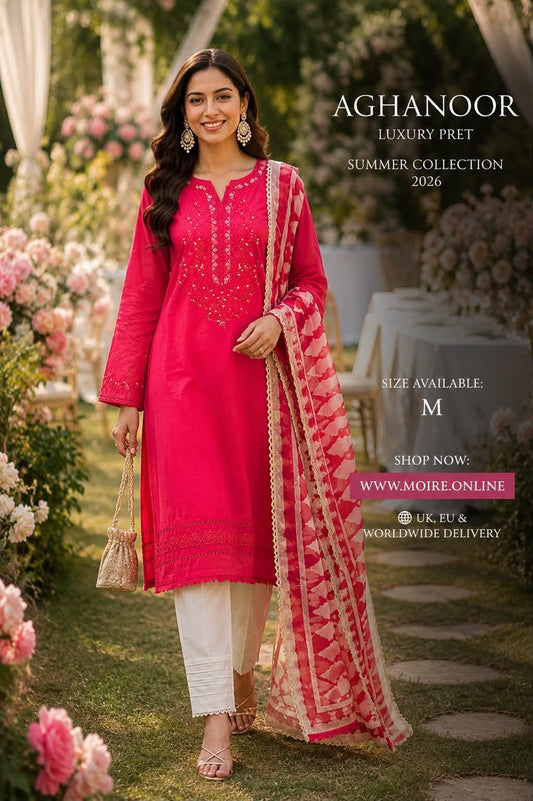AGHANOOR PIMA COTTON EMBROIDERED SHIRT & LAWN DUPATTA