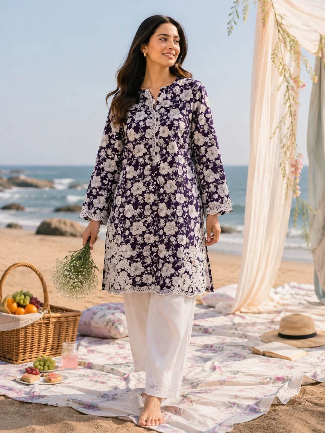 SAPPHIRE DOBI LAWN COTTON EMBROIDERED SHIRT