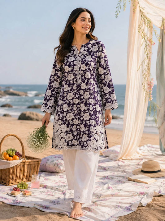 SAPPHIRE DOBI LAWN COTTON EMBROIDERED SHIRT