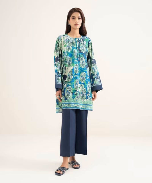 SAPPHIRE PRINTED LAWN SHIRT-Green
