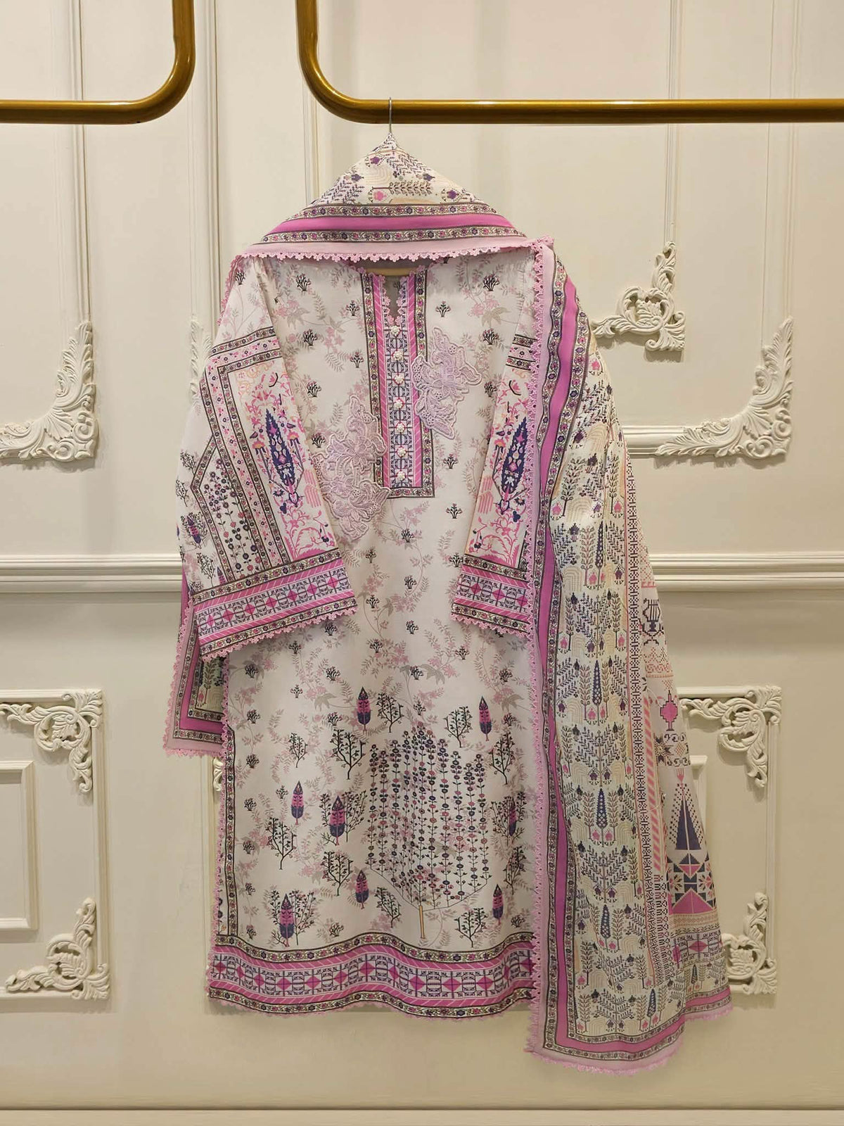 AGHANOOR PURE LAWN PRINTED with EMB SHIRT AND DUPATTA