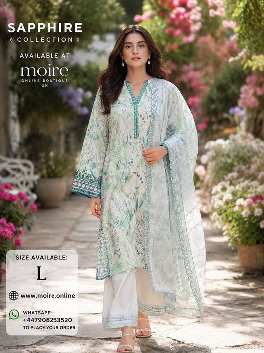 SAPPHIRE PREMIUM SILK LINEN PRINTED 3 PIECE