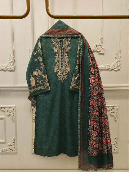 AGHANOOR PURE EMBROIDERED PIMA COTTON SHIRT &  DUPATTA