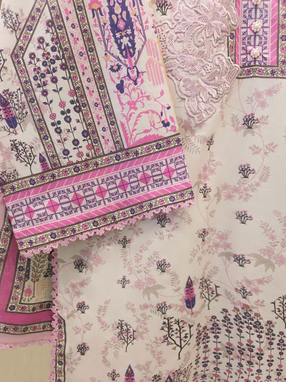 AGHANOOR PURE LAWN PRINTED with EMB SHIRT AND DUPATTA