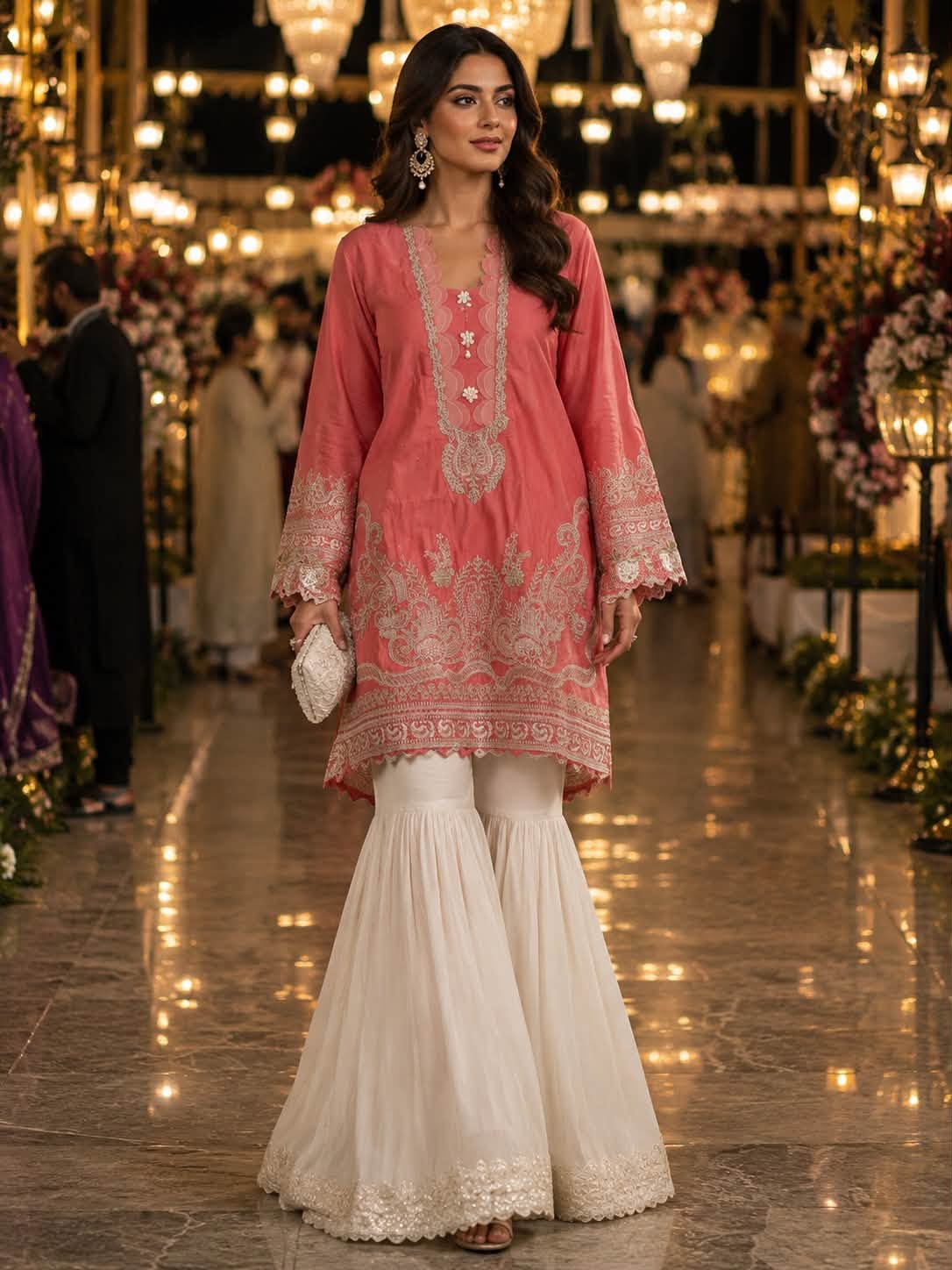 SANA SAFINAZ EMBROIDERED SILK LINEN SHIRT