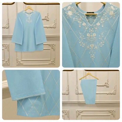 AGHANOOR EMBROIDERED CAMBRIC COTTON SHIRT-Short