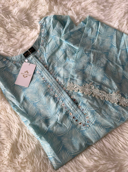 Agha Noor Digital Print Cambric Cotton Mirror Work Shirt