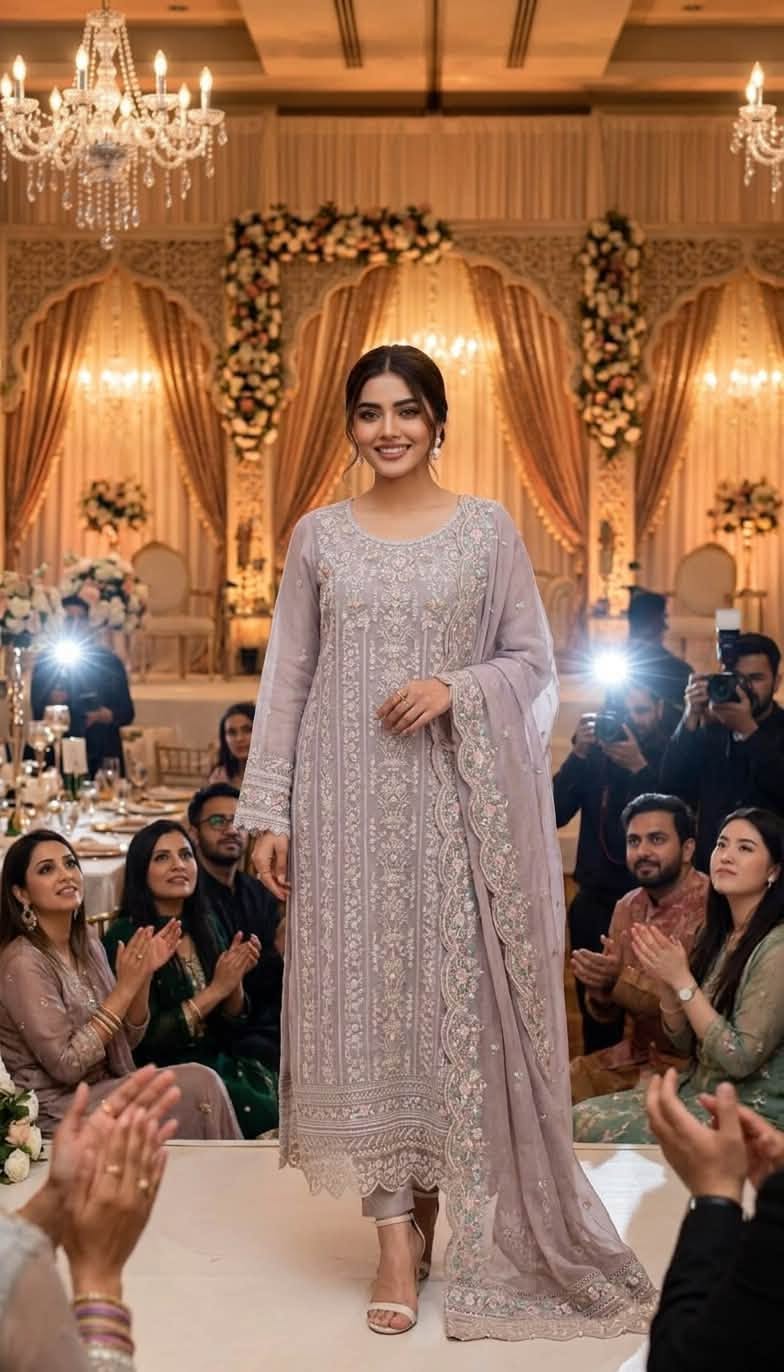 Sada-E-Noor Embroidered Chiffon 3 Piece-Lavender