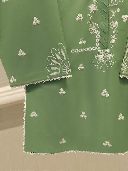 AGHANOOR PURE EMBROIDERED CAMBRIC COTTON SHIRT, PANT &  DUPATTA