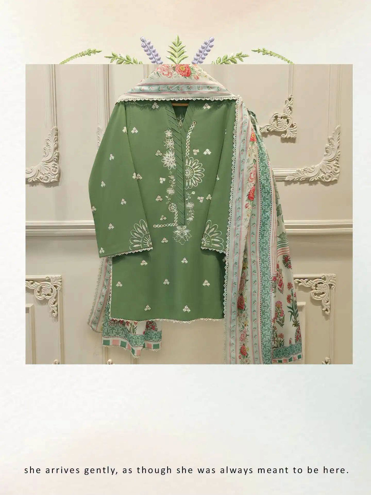 AGHANOOR PURE EMBROIDERED CAMBRIC COTTON SHIRT, PANT &  DUPATTA