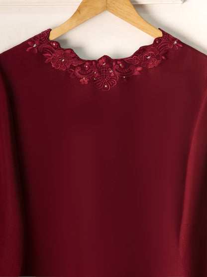 Aghanoor Embroidered Silk Co-ord Set (Shirt & Pants)