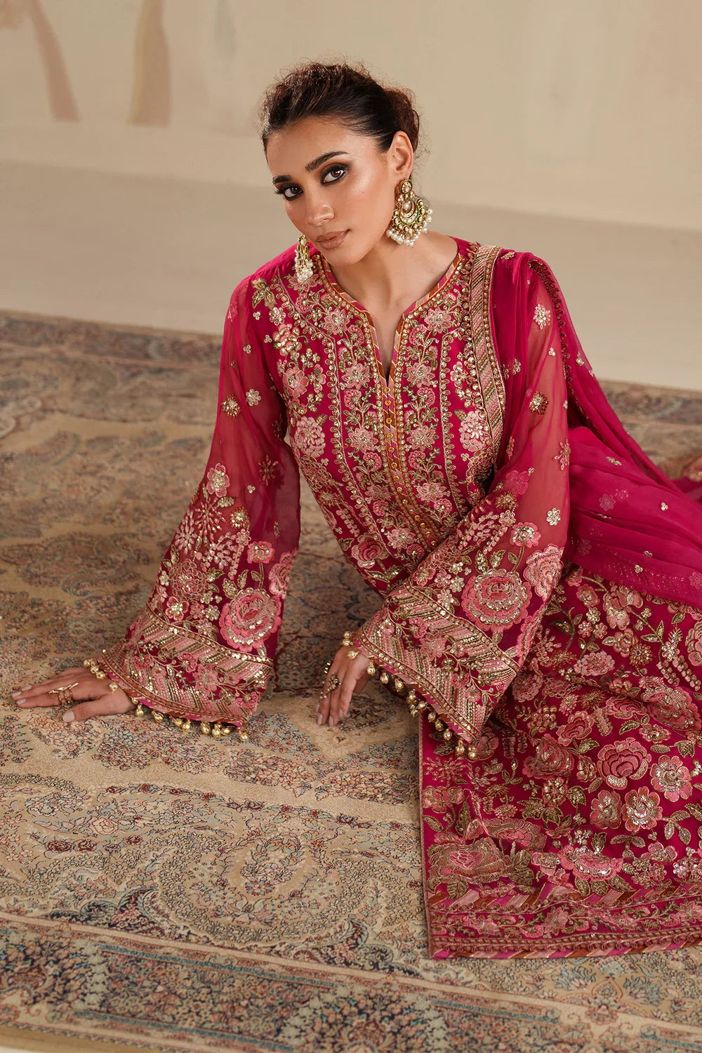 Baroque Wedding Formals: Luxury Embroidered Chiffon 3 Piece
