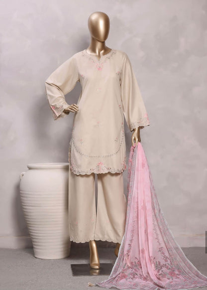 Sadabahar Eclair Embroidered Cotton 3 Piece-Beige