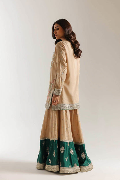 ETHNC VISCOSE SILK HEAVILY EMBROIDERED SHIRT WITH SHARARA