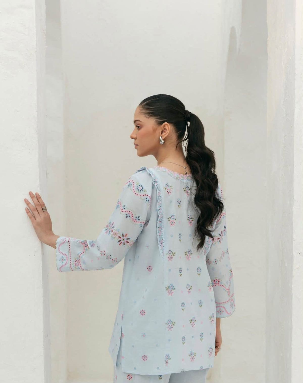 AGHANOOR EMBROIDERED CAMBRIC COTTON SHIRT