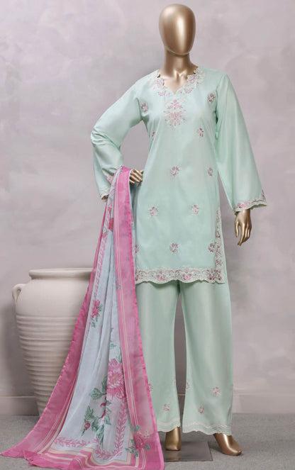 Sadabahar Eclair Embroidered Cotton 3 Piece-Pista Green