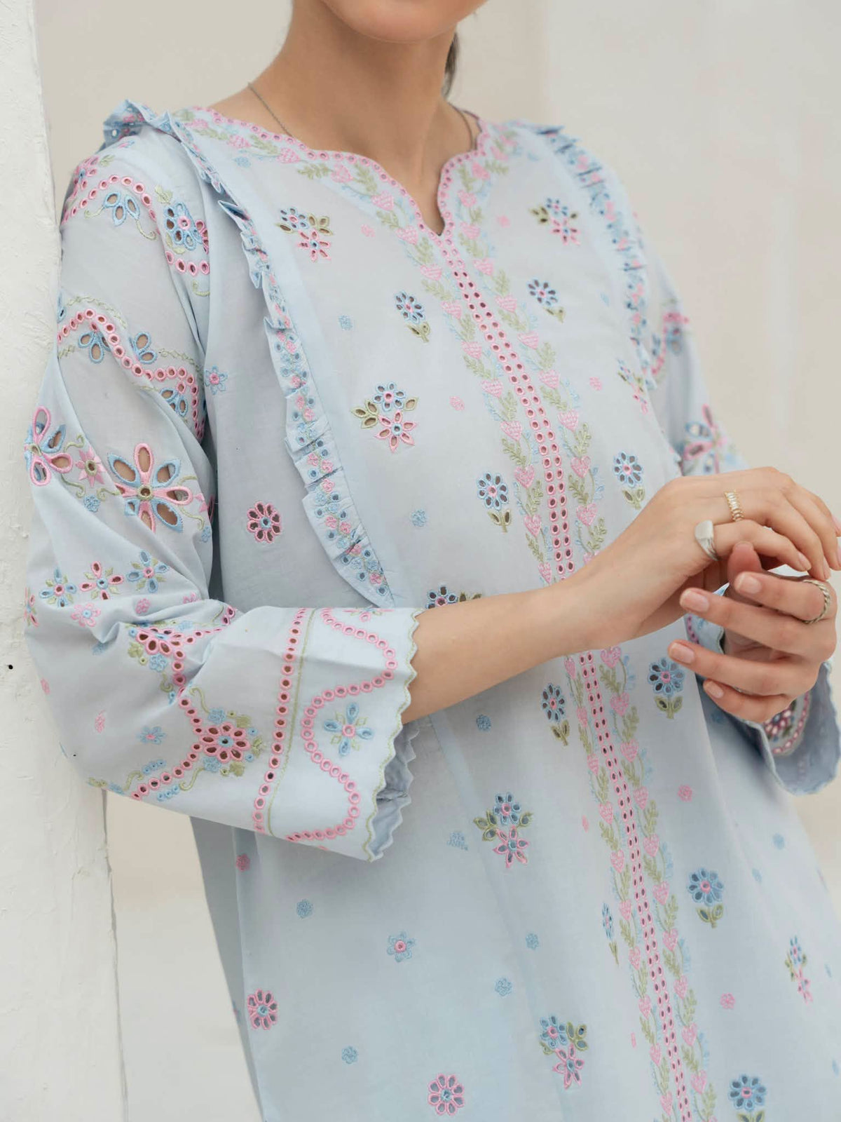 AGHANOOR EMBROIDERED CAMBRIC COTTON SHIRT