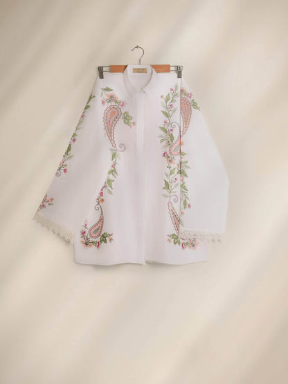 AGHANOOR WHITE LAWN EMBROIDERED SHIRT