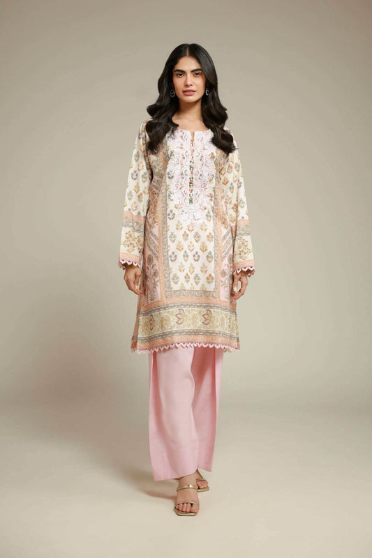 KHAADI EMBROIDERED SHIRT WITH FARSHI SHALWAR(Co-ords)