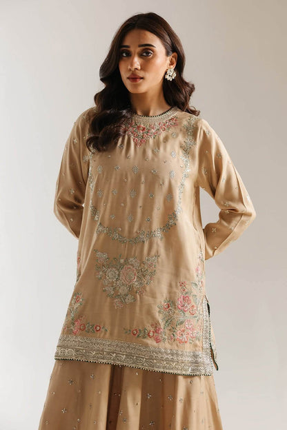 ETHNC VISCOSE SILK HEAVILY EMBROIDERED SHIRT WITH SHARARA