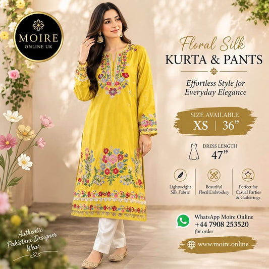 KHAADI EMBROIDERED SILK SHIRT PAIRED WITH PANTS