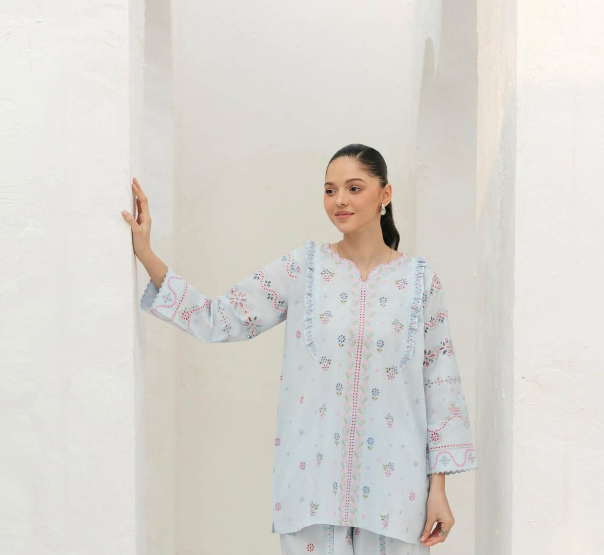 AGHANOOR EMBROIDERED CAMBRIC COTTON SHIRT