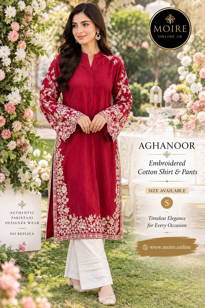 AGHANOOR EMBROIDERED CAMBRIC COTTON SHIRT WITH PANTS