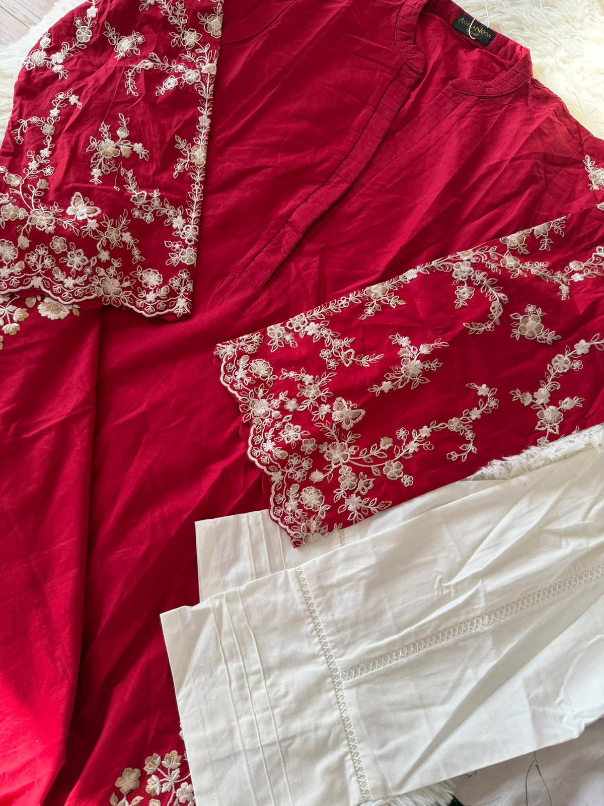 AGHANOOR EMBROIDERED CAMBRIC COTTON SHIRT WITH PANTS
