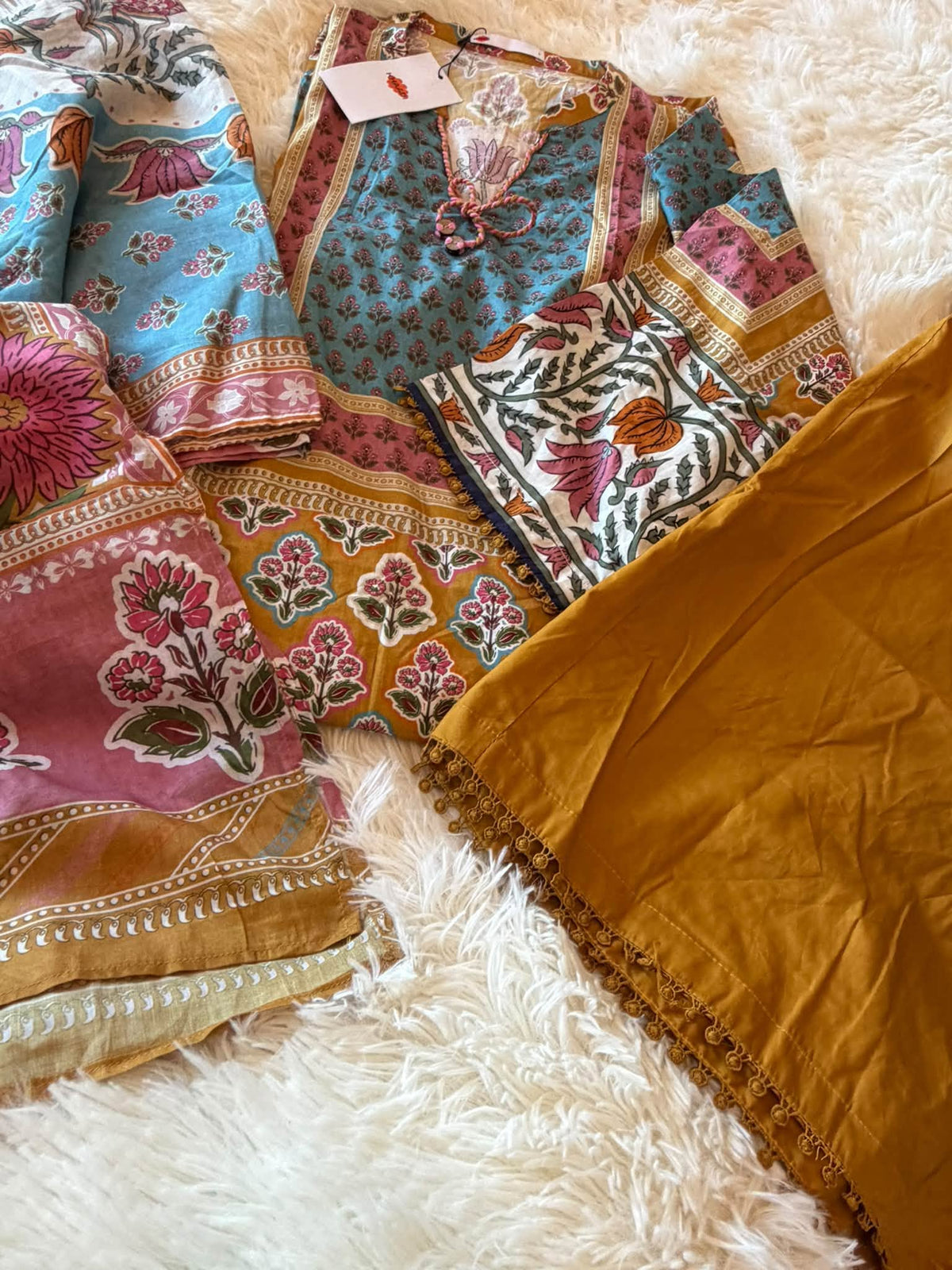 KHAADI MULTI PRINTED LAWN 3 PIECE WITH PALAZZO