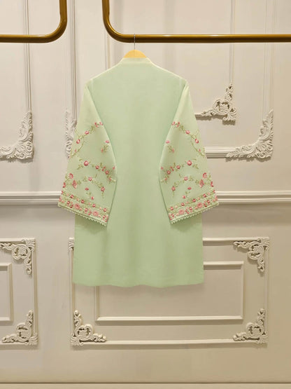 Aghanoor Embroidered Pure Khaadi Silk 3 Piece with Tulip Trouser-Pista Green