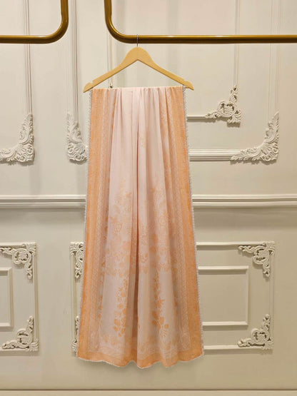 AGHANOOR CAMBRIC COTTON EMBROIDERED SHIRT & LAWN DUPATTA-Peach