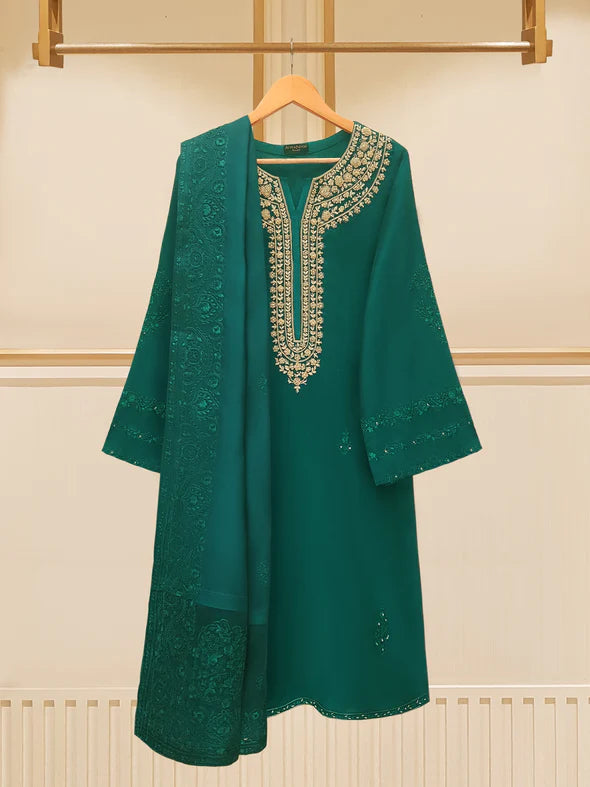 AGHANOOR 2 PIECE PURE RAW SILK EMBROIDERED SUIT