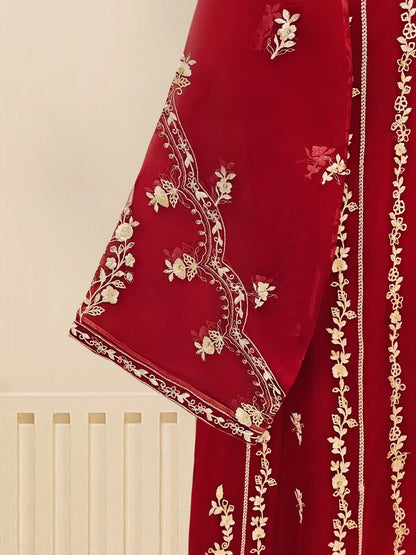 Aghanoor Pure Heavily Embroidered Chiffon 3 Piece Suit