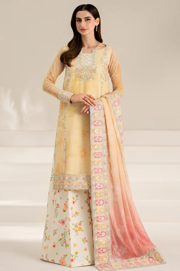 Farasha Embroidered & Digital Printed Chiffon 3 Piece-Floral Ray