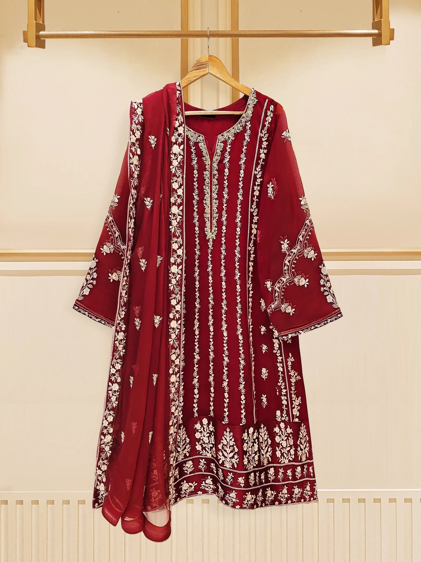 Aghanoor Pure Heavily Embroidered Chiffon 3 Piece Suit