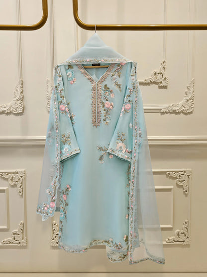 Aghanoor Embroidered Organza 3 Piece Suit