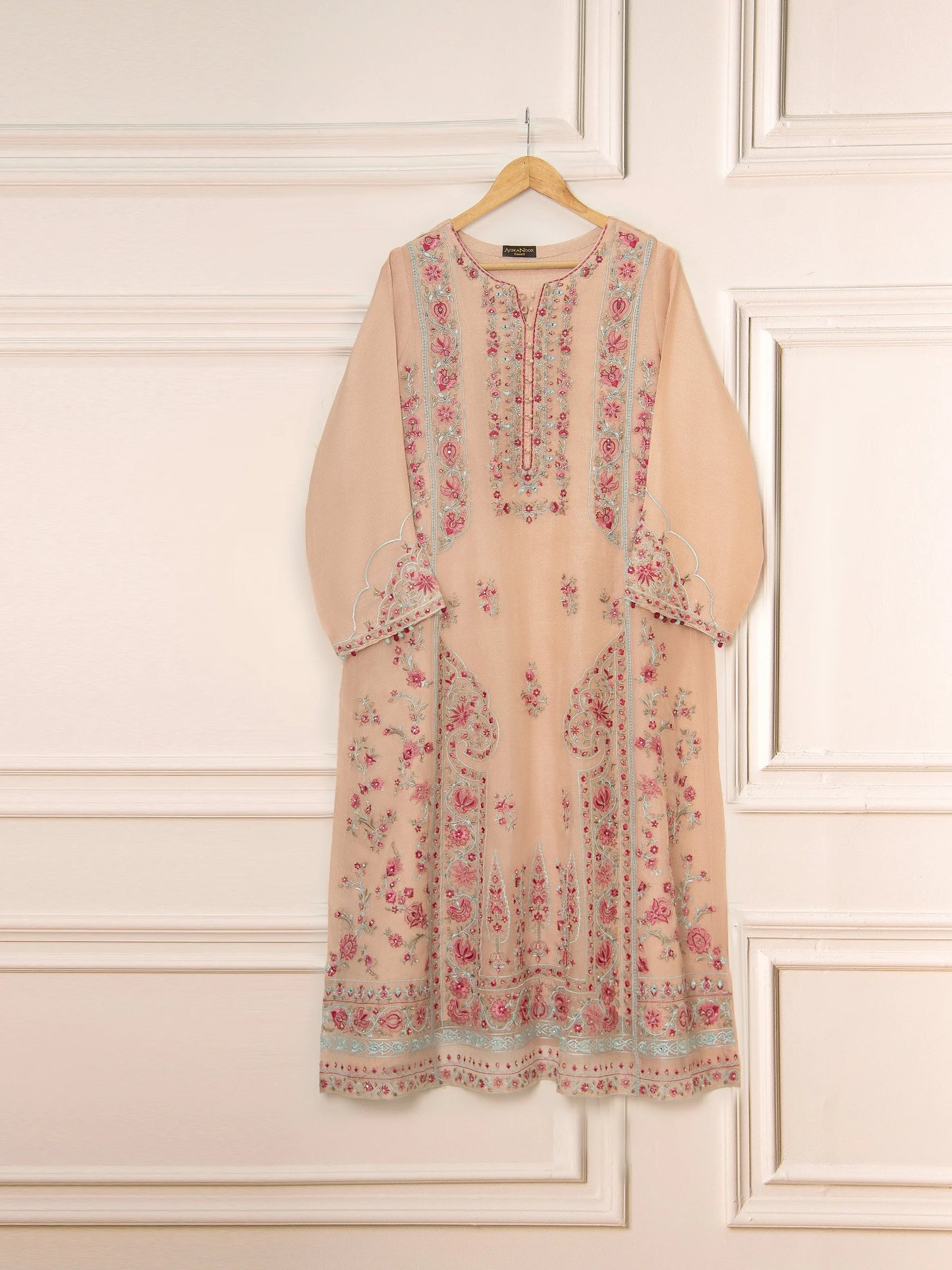 Aghanoor Heavily Embroidered Organza 3 Piece Suit