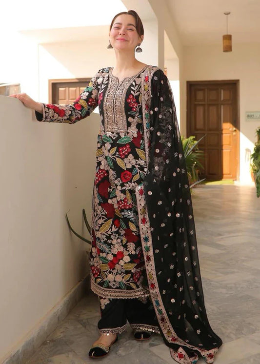 Haseens Mehnaaz Embroidered Chiffon 3 piece Suit